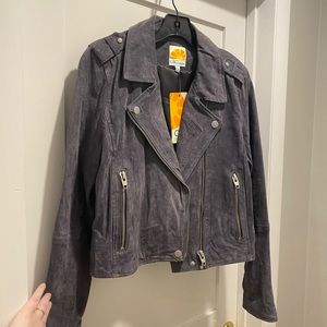 C&C California Grey Suede Leather Jacket